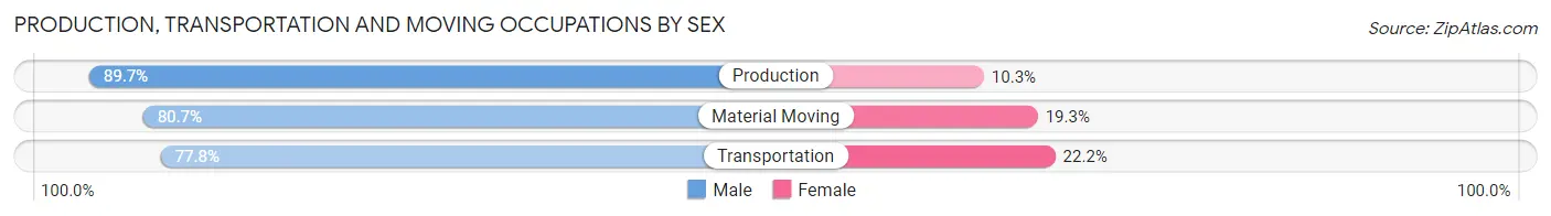 Production, Transportation and Moving Occupations by Sex in Zip Code 62501