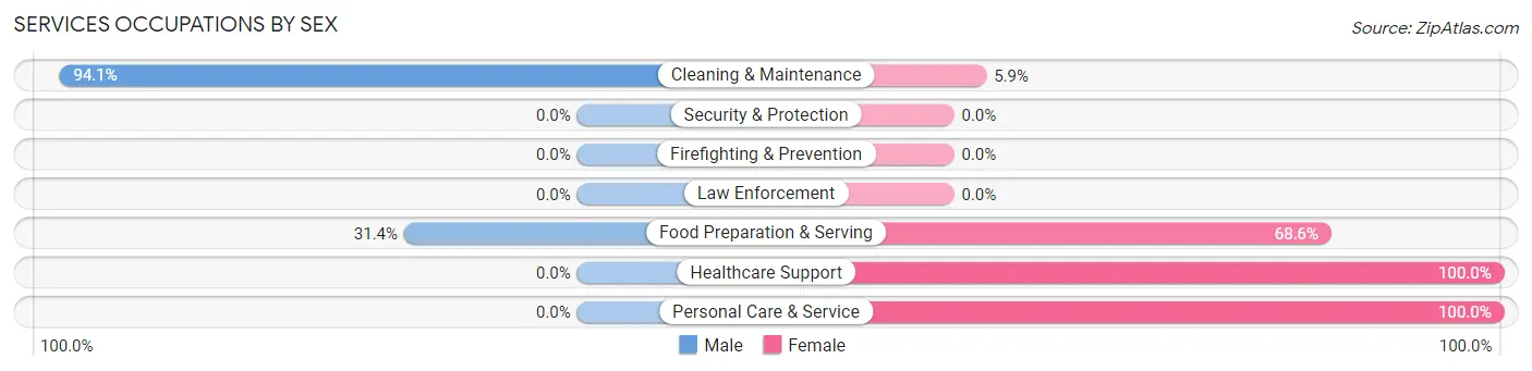 Services Occupations by Sex in Zip Code 62501