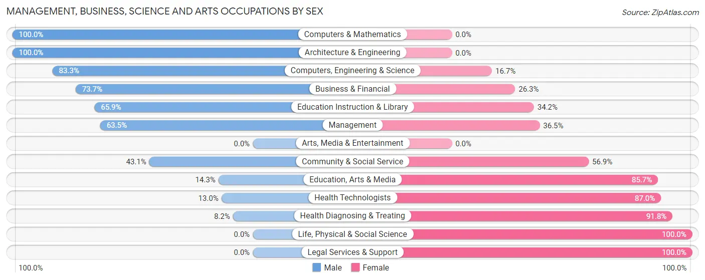 Management, Business, Science and Arts Occupations by Sex in Zip Code 62513