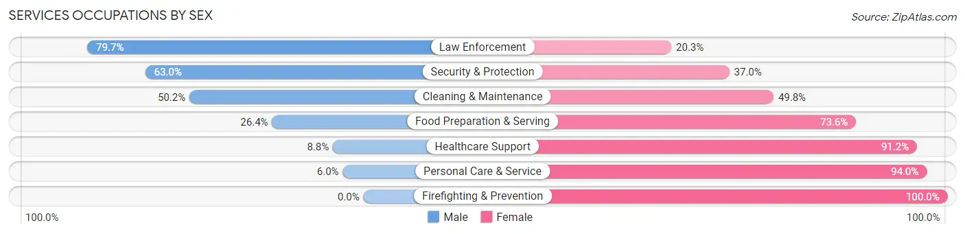 Services Occupations by Sex in Zip Code 62522