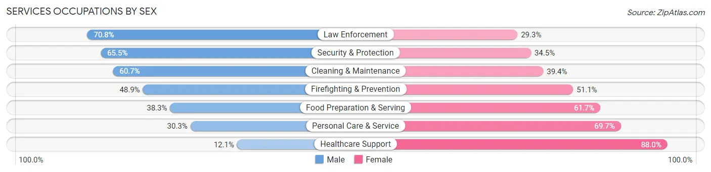 Services Occupations by Sex in Zip Code 62526