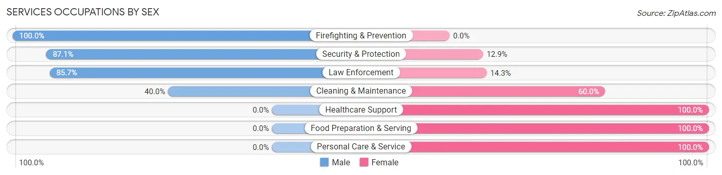 Services Occupations by Sex in Zip Code 62543