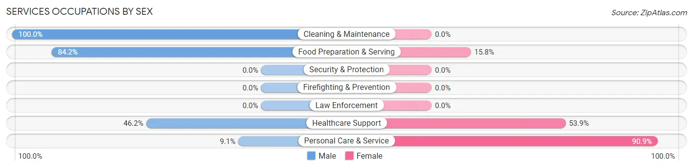 Services Occupations by Sex in Zip Code 62625