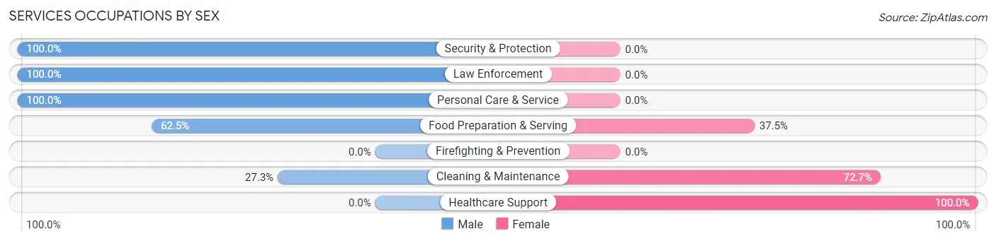 Services Occupations by Sex in Zip Code 62635