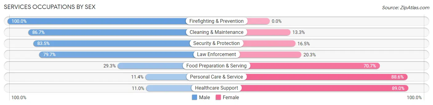 Services Occupations by Sex in Zip Code 62656