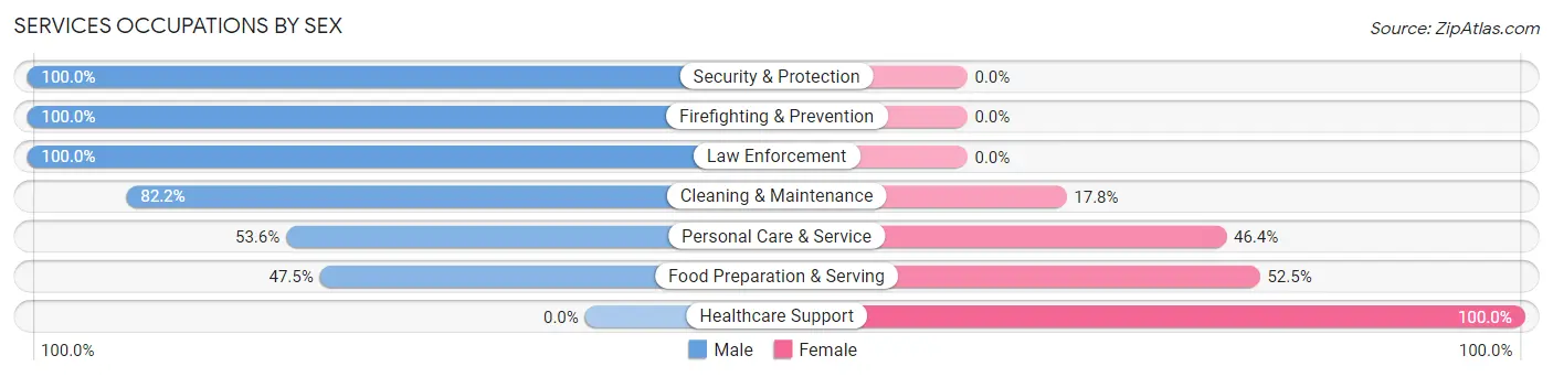 Services Occupations by Sex in Zip Code 62664