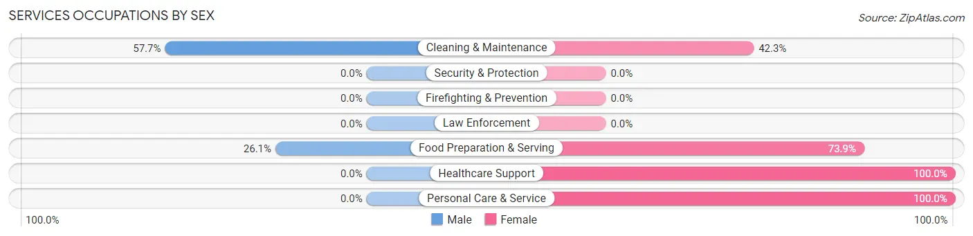 Services Occupations by Sex in Zip Code 62665