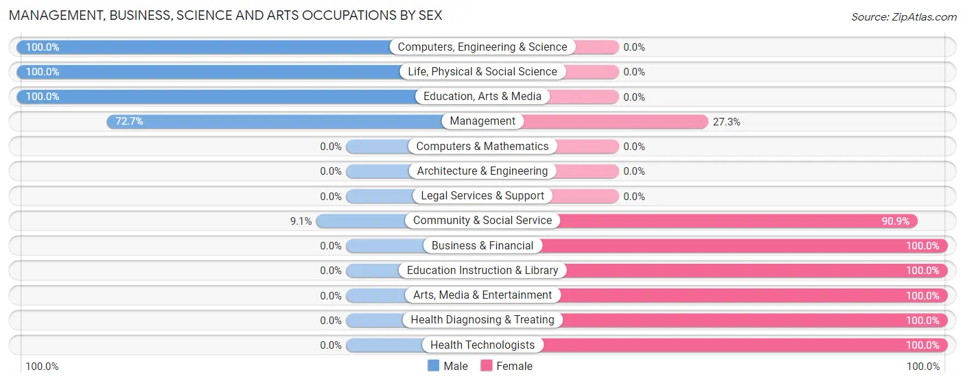 Management, Business, Science and Arts Occupations by Sex in Zip Code 62667