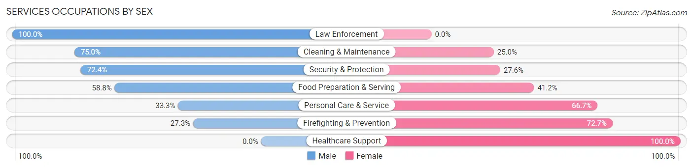 Services Occupations by Sex in Zip Code 62670