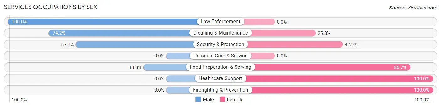 Services Occupations by Sex in Zip Code 62671