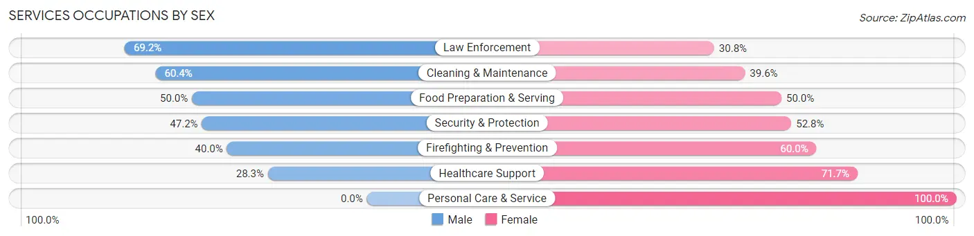 Services Occupations by Sex in Zip Code 62675