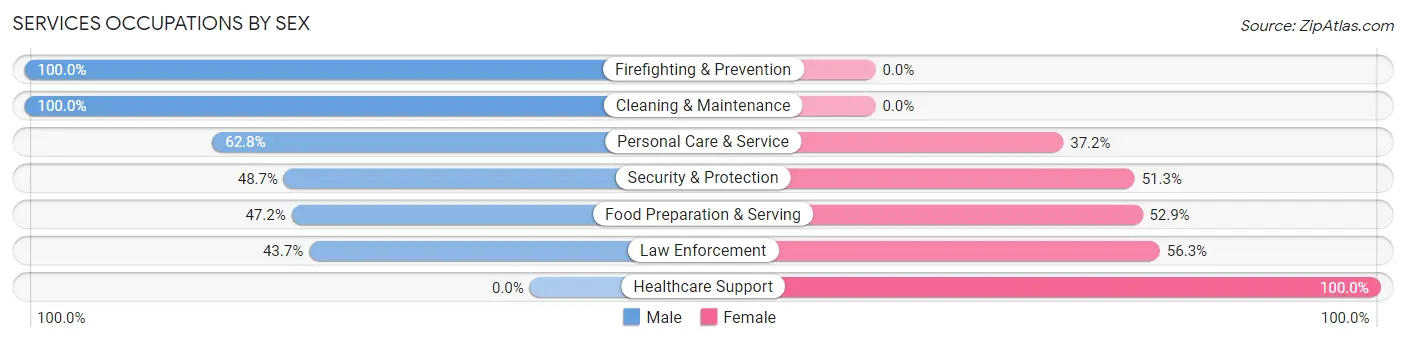 Services Occupations by Sex in Zip Code 62684