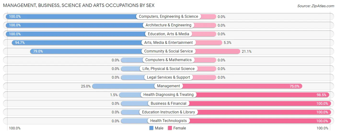 Management, Business, Science and Arts Occupations by Sex in Zip Code 62807