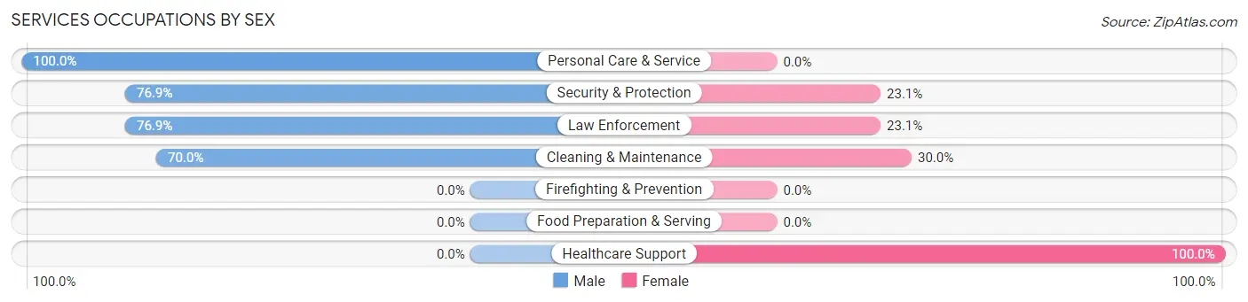 Services Occupations by Sex in Zip Code 62807