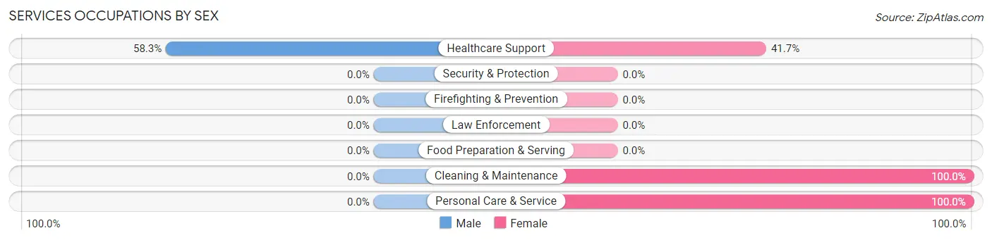 Services Occupations by Sex in Zip Code 62809