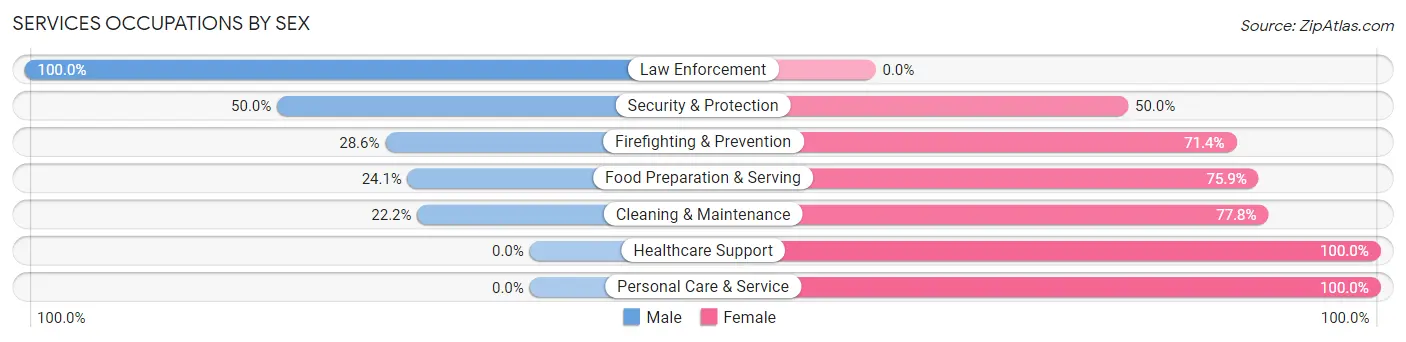 Services Occupations by Sex in Zip Code 62816