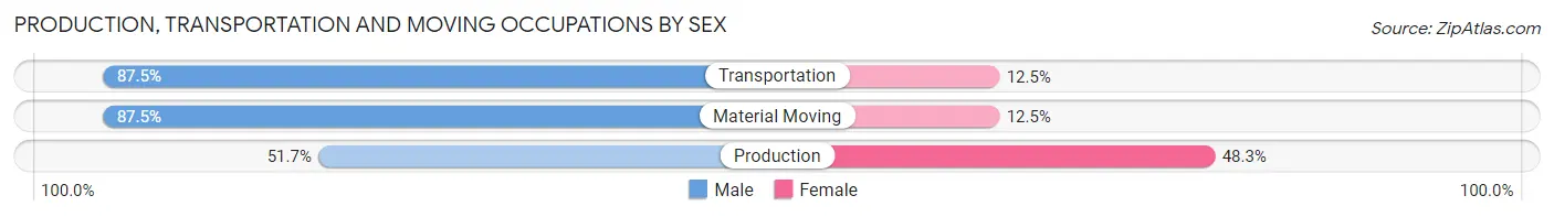 Production, Transportation and Moving Occupations by Sex in Zip Code 62818