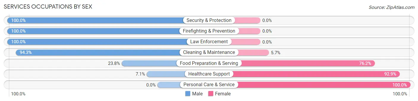 Services Occupations by Sex in Zip Code 62821