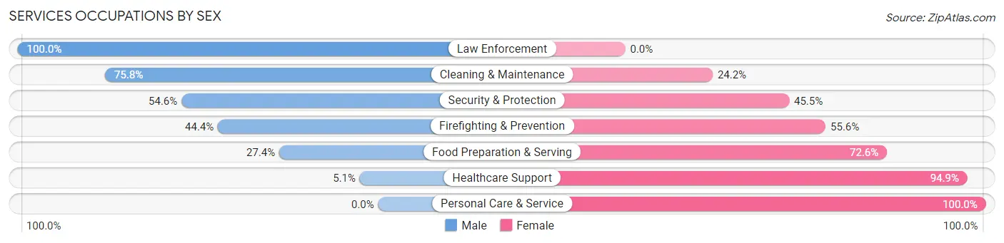 Services Occupations by Sex in Zip Code 62822