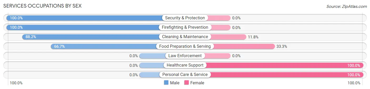 Services Occupations by Sex in Zip Code 62831
