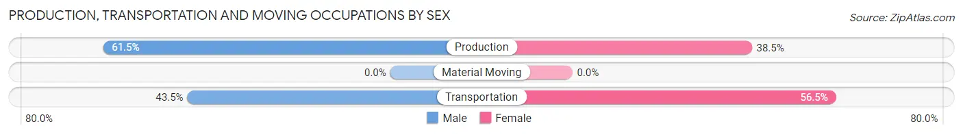 Production, Transportation and Moving Occupations by Sex in Zip Code 62833