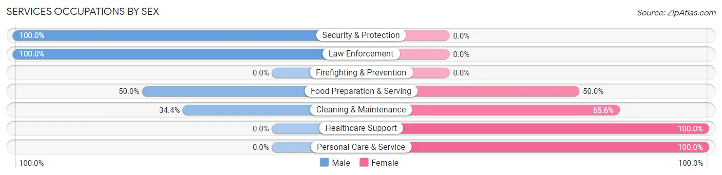 Services Occupations by Sex in Zip Code 62836