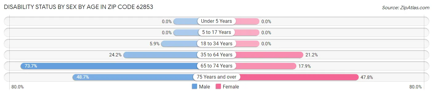 Disability Status by Sex by Age in Zip Code 62853