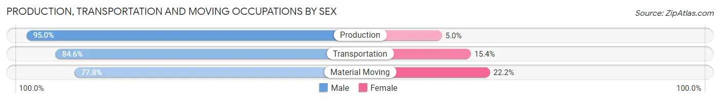 Production, Transportation and Moving Occupations by Sex in Zip Code 62853
