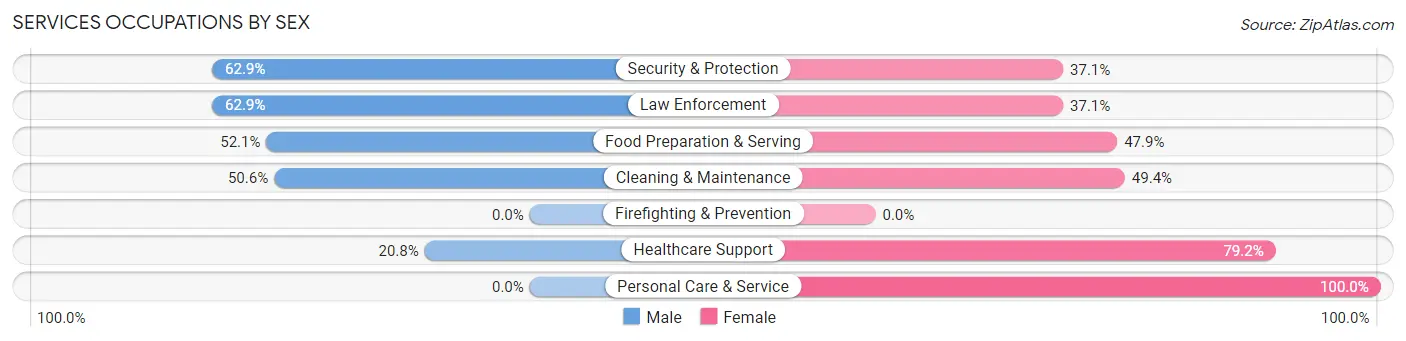Services Occupations by Sex in Zip Code 62859