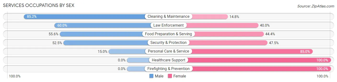 Services Occupations by Sex in Zip Code 62888
