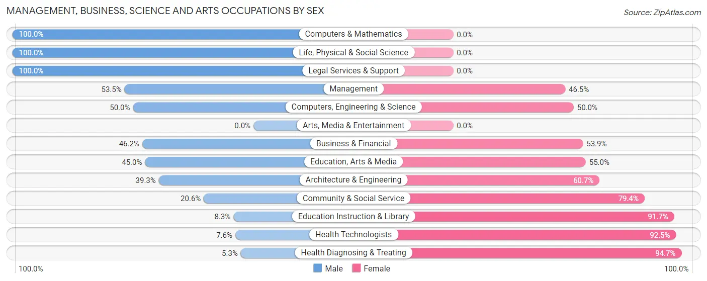 Management, Business, Science and Arts Occupations by Sex in Zip Code 62898