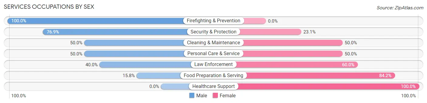 Services Occupations by Sex in Zip Code 62898