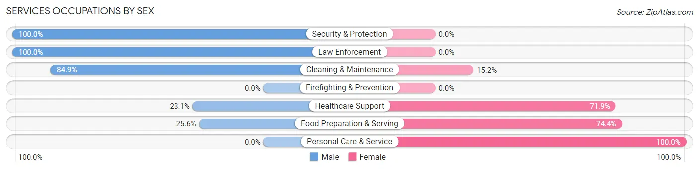 Services Occupations by Sex in Zip Code 62910