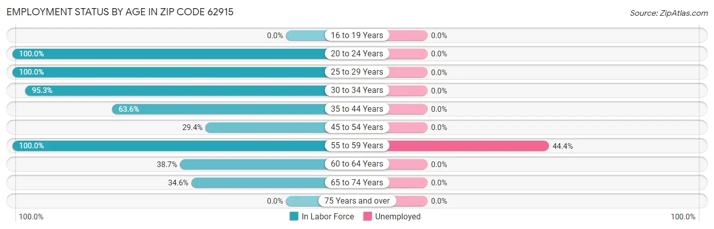 Employment Status by Age in Zip Code 62915