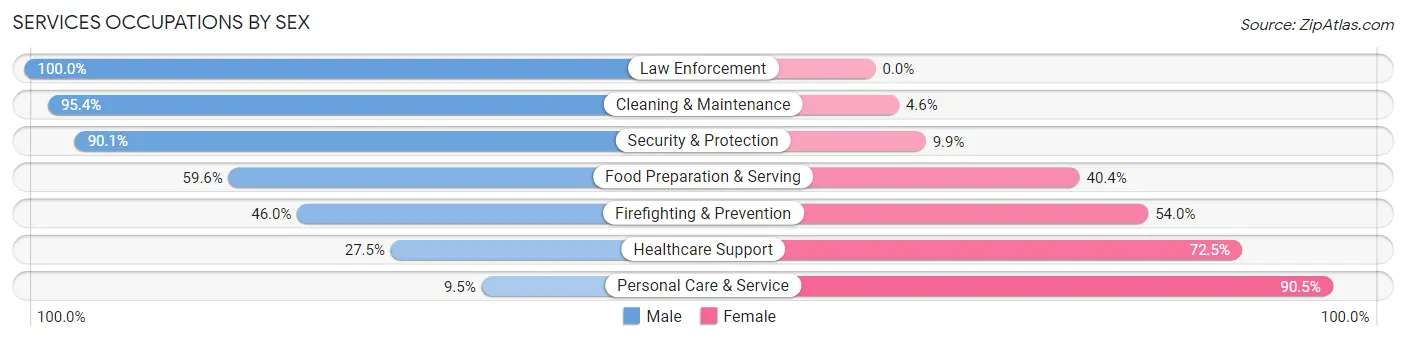Services Occupations by Sex in Zip Code 62918