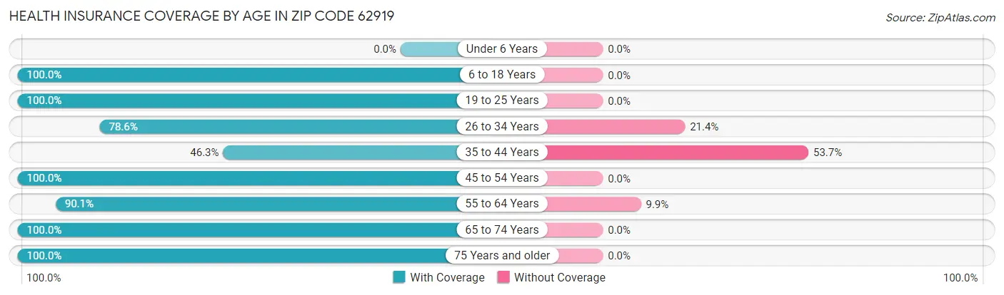 Health Insurance Coverage by Age in Zip Code 62919