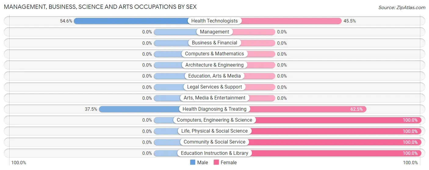 Management, Business, Science and Arts Occupations by Sex in Zip Code 62919