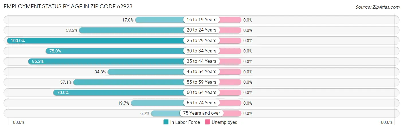Employment Status by Age in Zip Code 62923