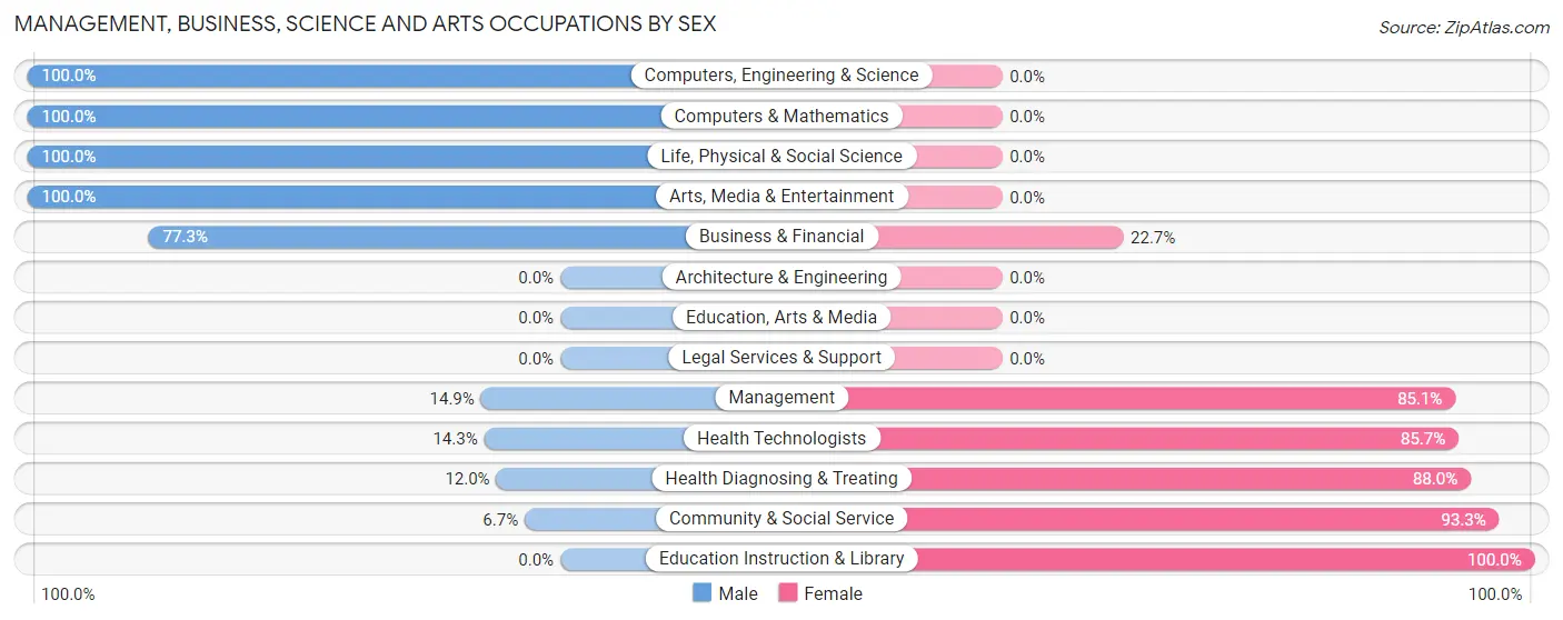 Management, Business, Science and Arts Occupations by Sex in Zip Code 62933
