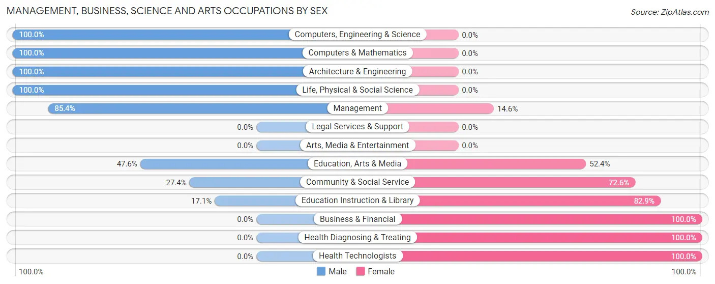 Management, Business, Science and Arts Occupations by Sex in Zip Code 62938