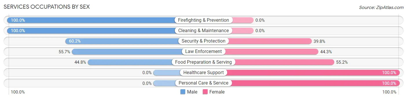 Services Occupations by Sex in Zip Code 62939