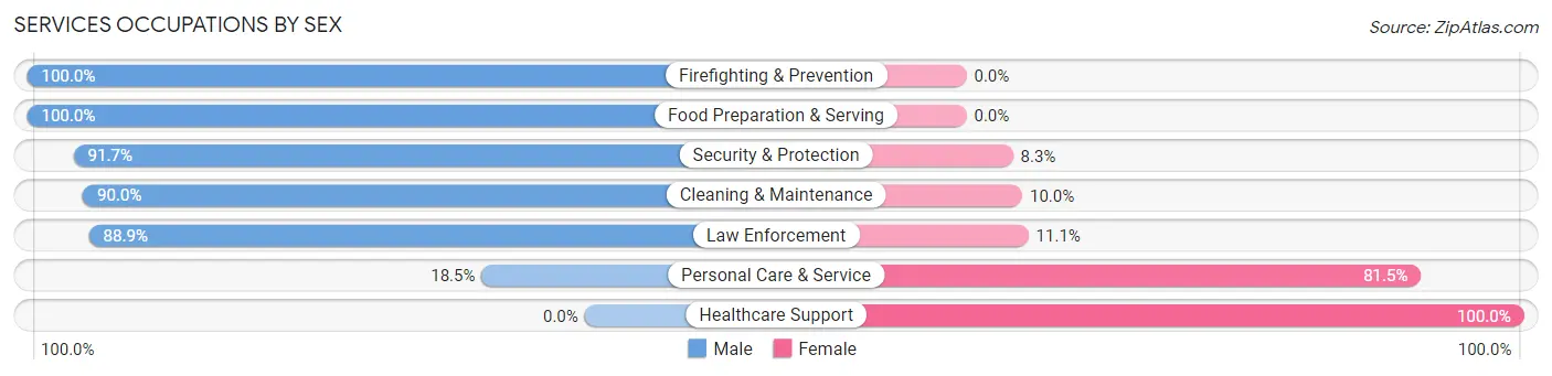 Services Occupations by Sex in Zip Code 62958