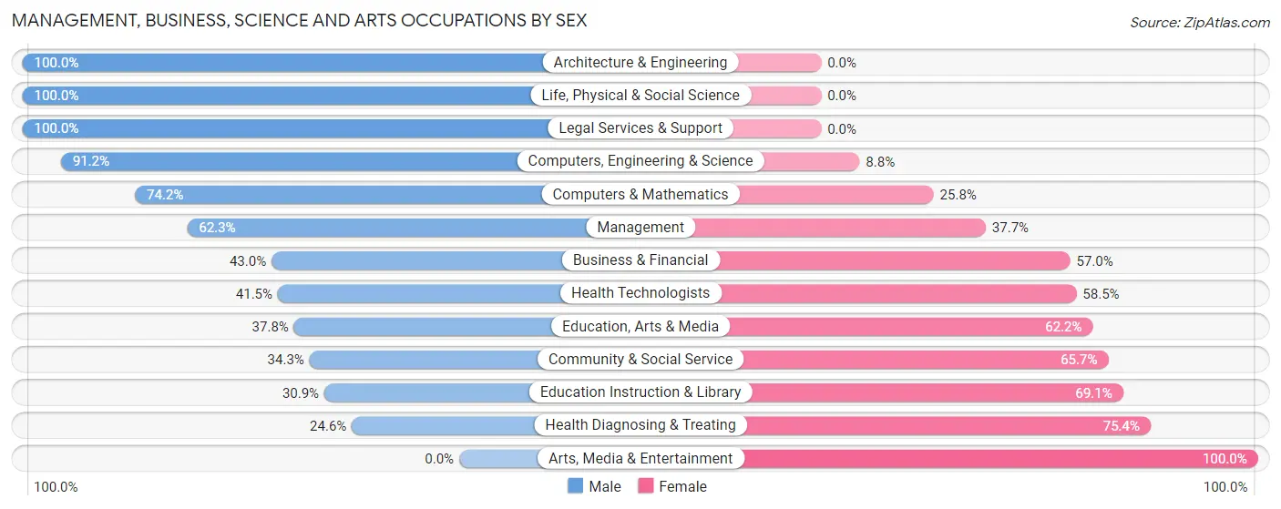 Management, Business, Science and Arts Occupations by Sex in Zip Code 62960