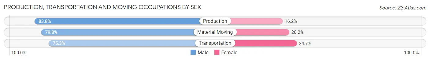 Production, Transportation and Moving Occupations by Sex in Zip Code 62960