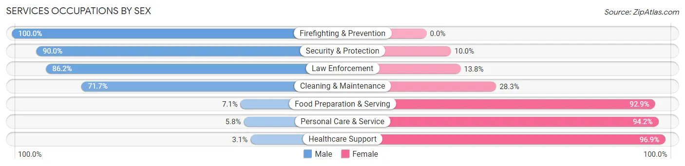 Services Occupations by Sex in Zip Code 62966