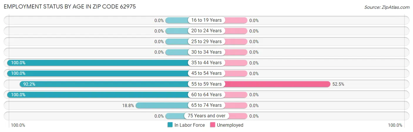 Employment Status by Age in Zip Code 62975