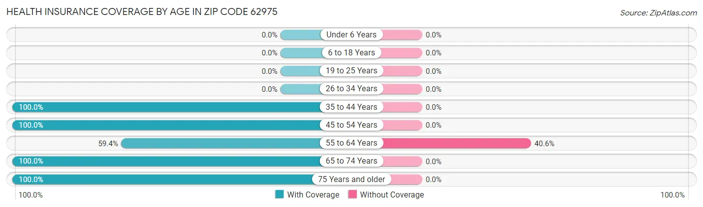 Health Insurance Coverage by Age in Zip Code 62975