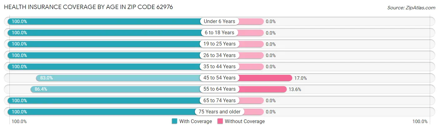 Health Insurance Coverage by Age in Zip Code 62976