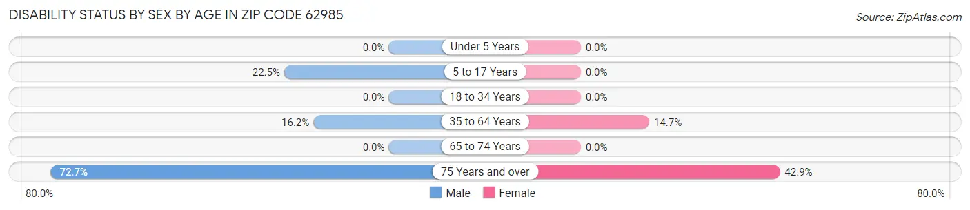 Disability Status by Sex by Age in Zip Code 62985