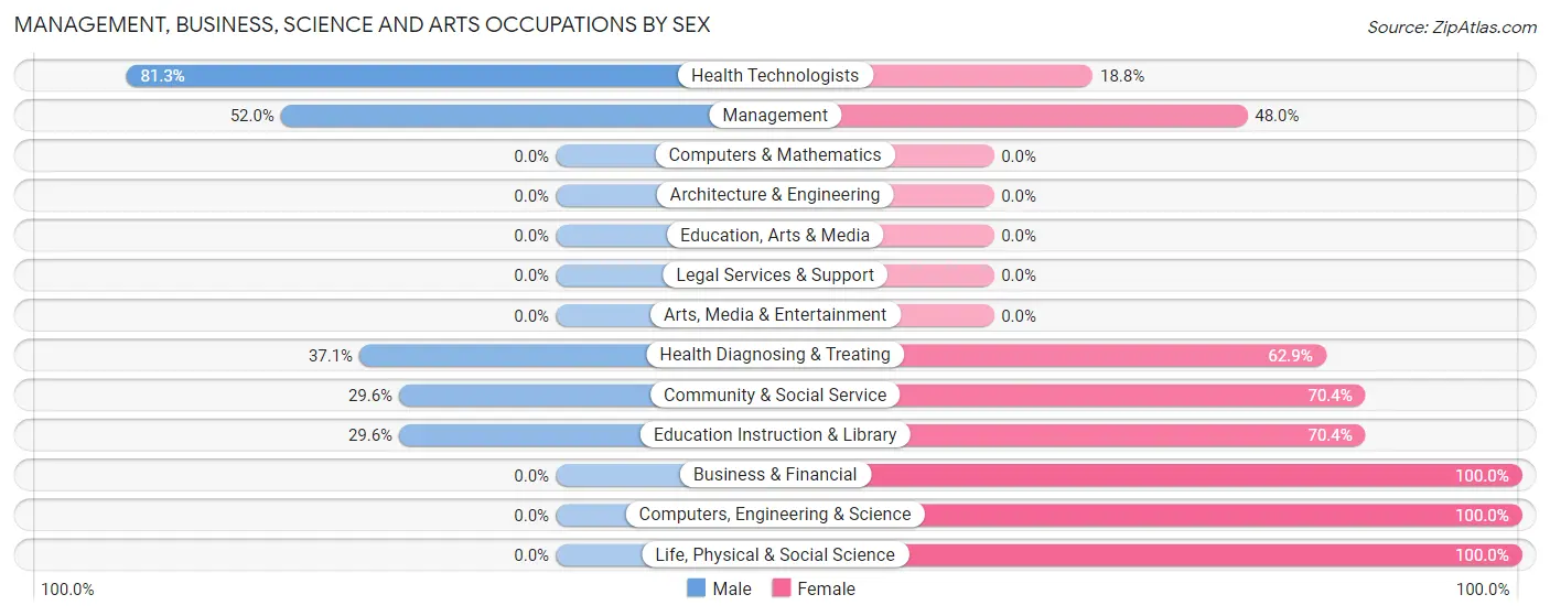 Management, Business, Science and Arts Occupations by Sex in Zip Code 62985